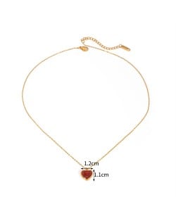 Minimalist Style Red Agate Heart Pendant Fashion Women Stainless Steel Wholesale Necklace