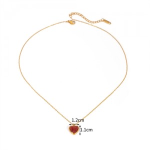 Minimalist Style Red Agate Heart Pendant Fashion Women Stainless Steel Wholesale Necklace