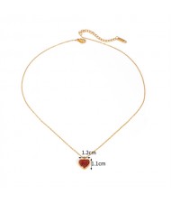 Minimalist Style Red Agate Heart Pendant Fashion Women Stainless Steel Wholesale Necklace