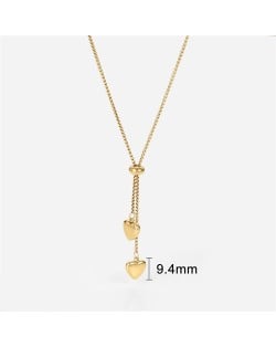 Twin Peach Heart Pendant Fashion Women Stainless Steel Wholesale Necklace