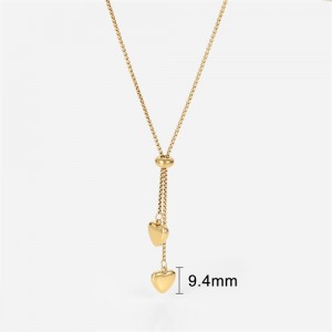 Twin Peach Heart Pendant Fashion Women Stainless Steel Wholesale Necklace