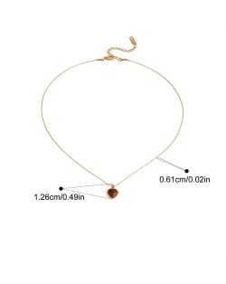 Tiger-eye Stone Heart Pendant Fashion Women Stainless Steel Wholesale Necklace