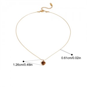 Tiger-eye Stone Heart Pendant Fashion Women Stainless Steel Wholesale Necklace