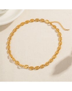 Beach Style Shell Chain 18K Gold Plated Fashion Women Stainless Steel Wholesale Necklace