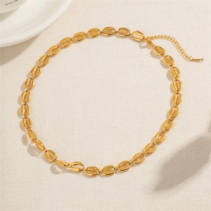 Beach Style Shell Chain 18K Gold Plated Fashion Women Stainless Steel Wholesale Necklace
