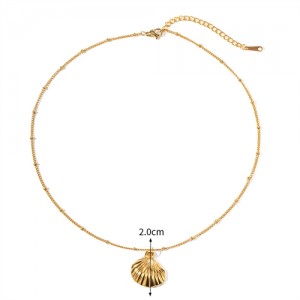 Beach Theme Small Fan Shell Pendant Fashion Women Stainless Steel Wholesale Necklace