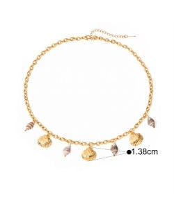 Whelk and Shell Pendant Fashion Women Stainless Steel Wholesale Necklace