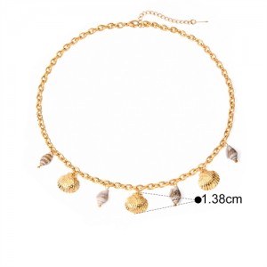 Whelk and Shell Pendant Fashion Women Stainless Steel Wholesale Necklace