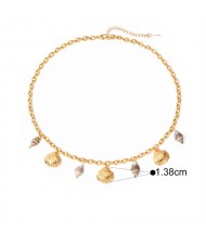 Whelk and Shell Pendant Fashion Women Stainless Steel Wholesale Necklace