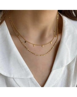 Rhomboid Mini Pendants Two-layer Chain Design Fashion Women Stainless Steel Wholesale Necklace