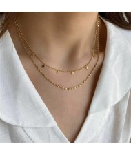 Rhomboid Mini Pendants Two-layer Chain Design Fashion Women Stainless Steel Wholesale Necklace