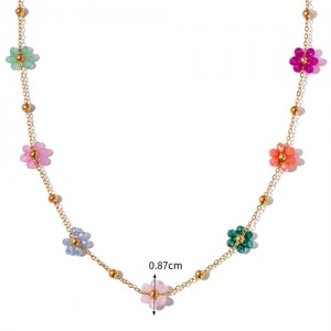 Bohemian Style Colorful Flower Chain Fashion Women Stainless Steel Wholesale Necklace