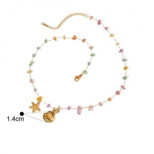 Multicolor Crystal Gravel Fashion Women Stainless Steel Wholesale Necklace