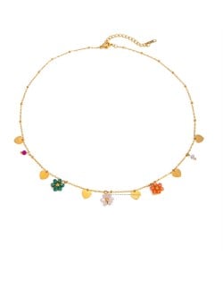 Flower and Heart Pendants Thin Chain Fashion Women Stainless Steel Wholesale Necklace