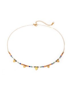 Colorful Bead Chain Heart Pendants Fashion Women Stainless Steel Wholesale Necklace