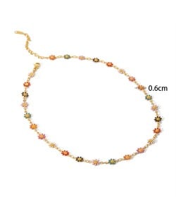 Colorful Daisy Flower Lovely Style Fashion Women Stainless Steel Wholesale Necklace