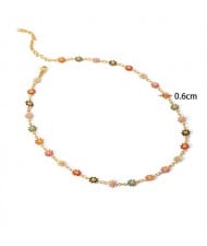 Colorful Daisy Flower Lovely Style Fashion Women Stainless Steel Wholesale Necklace
