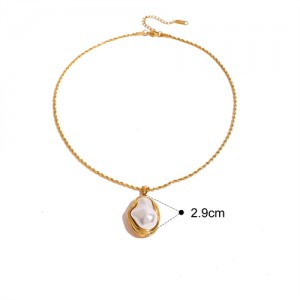 French Style Thin Chain Baroque Pearl Pendant Fashion Women Stainless Steel Wholesale Necklace