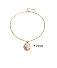 French Style Thin Chain Baroque Pearl Pendant Fashion Women Stainless Steel Wholesale Necklace