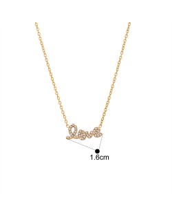 Rhinestone Decor Mini Heart Pendant Fashion Women Stainless Steel Wholesale Necklace