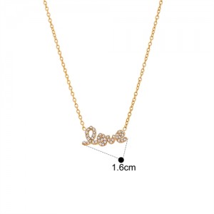 Rhinestone Decor Mini Heart Pendant Fashion Women Stainless Steel Wholesale Necklace