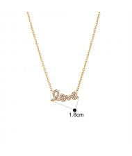 Rhinestone Decor Mini Heart Pendant Fashion Women Stainless Steel Wholesale Necklace