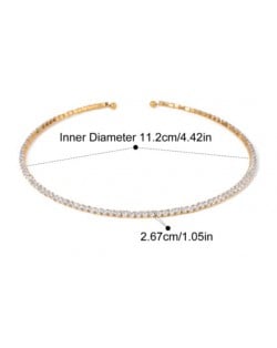 Luxurious Full Rhinestone Short Chain Design Fashion Women Stainless Steel Wholesale Necklace