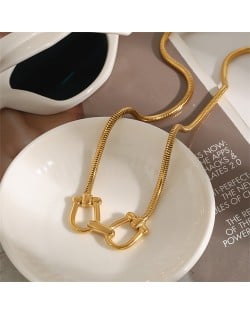 Unique Belt Buckle Pendant Design Fashion Women Stainless Steel Wholesale Necklace