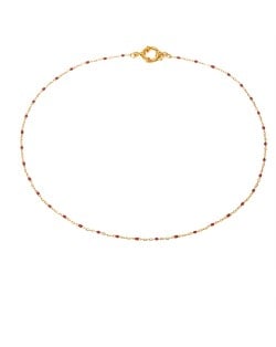 Mini Red Beads Thin Chain Fashion Women Stainless Steel Wholesale Necklace