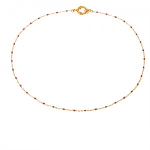 Mini Red Beads Thin Chain Fashion Women Stainless Steel Wholesale Necklace