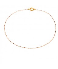 Mini Red Beads Thin Chain Fashion Women Stainless Steel Wholesale Necklace