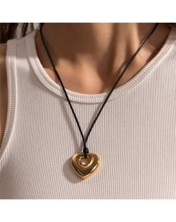 Hollow-out Heart Pendant Long Rope Design Fashion Women Stainless Steel Wholesale Necklace