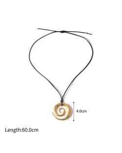 Hollow-out Round Pendant Long Rope Design Fashion Women Stainless Steel Wholesale Necklace