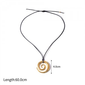 Hollow-out Round Pendant Long Rope Design Fashion Women Stainless Steel Wholesale Necklace