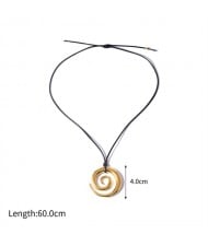 Hollow-out Round Pendant Long Rope Design Fashion Women Stainless Steel Wholesale Necklace
