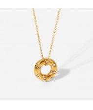 Cubic Zirconia Donut Pendant Fashion Women Stainless Steel Wholesale Necklace