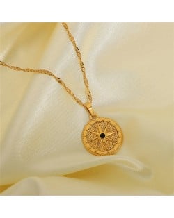 Eight Point Star Round Pendant Style Fashion Women Stainless Steel Wholesale Necklace