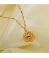 Eight Point Star Round Pendant Style Fashion Women Stainless Steel Wholesale Necklace