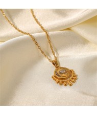 Cubic Zirconia Moon Eye Pendant Fashion Women Stainless Steel Wholesale Necklace
