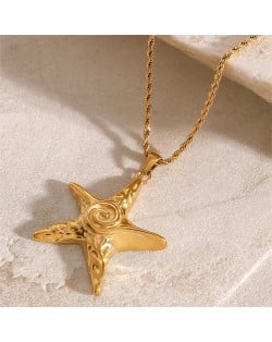 Long Chain Design Starfish Pendant Fashion Women Stainless Steel Wholesale Necklace