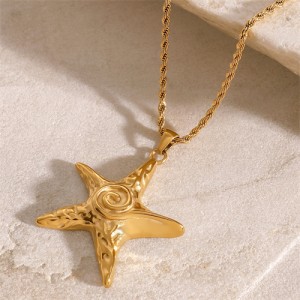 Long Chain Design Starfish Pendant Fashion Women Stainless Steel Wholesale Necklace
