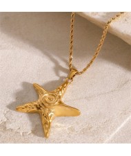 Long Chain Design Starfish Pendant Fashion Women Stainless Steel Wholesale Necklace