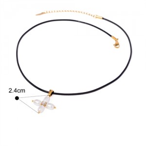 Pearl Flower Cross Pendant Fashion Women Stainless Steel Wholesale Necklace