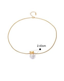 Round Pearl Pendant Fashion Women Stainless Steel Wholesale Necklace