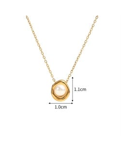 Elegant Pearl Pentagon Pendant Fashion Women Stainless Steel Wholesale Necklace