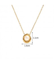 Elegant Pearl Pentagon Pendant Fashion Women Stainless Steel Wholesale Necklace
