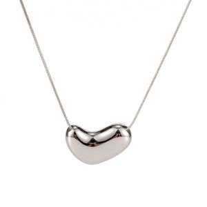 Hip Hop Style Bean Pendant Snake Chain Fashion Women Stainless Steel Wholesale Necklace - Silver