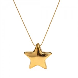 Five-point Star Pendant Snake Chain Fashion Women Stainless Steel Wholesale Necklace - Golden