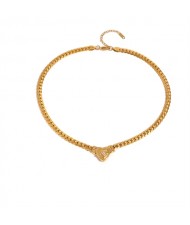 Peach Heart Pendant Thick Chain Short Design Fashion Women Stainless Steel Wholesale Necklace