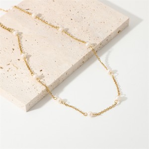 Mini Pearl Chain High Quality Fashion Women Stainless Steel Wholesale Necklace